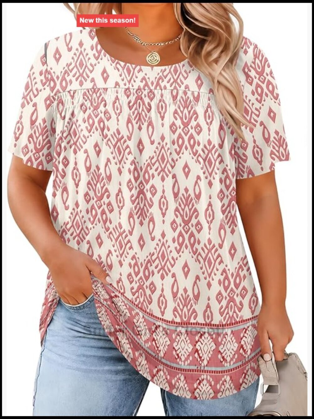 Plus Size Chiffon Blouse Short Sleeve Crewneck Flowy Tunic Top